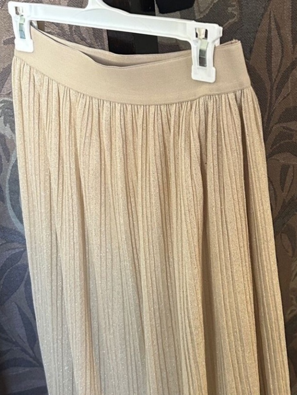 Metro Wear Cream Tan Metallic Gold Midi Maxi Skirt Fully Lined Gorgeous Large - Picture 5 of 8